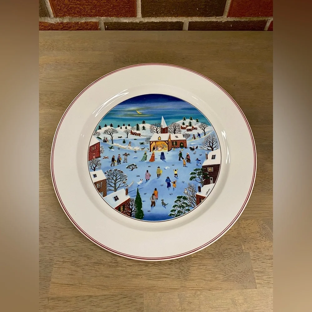 Villeroy & Boch Naif Christmas Snow Scene Charger‎ Plate  Signed Laplau 12